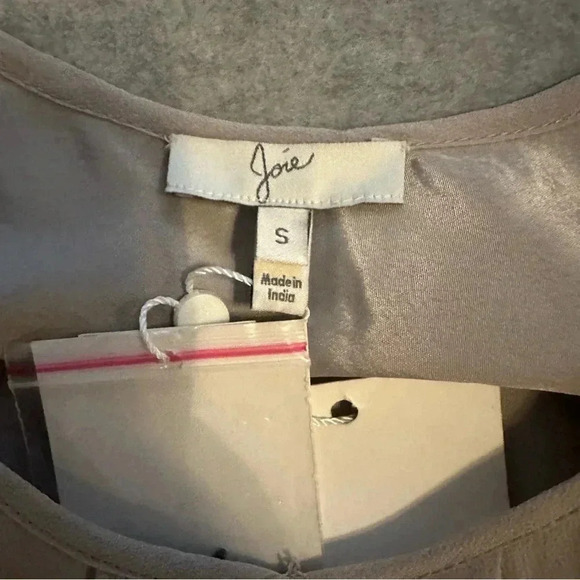 NWT Joie Silk Silvana Silver Ruffle Front Sequin tank Top Cami size S - Picture 6 of 10